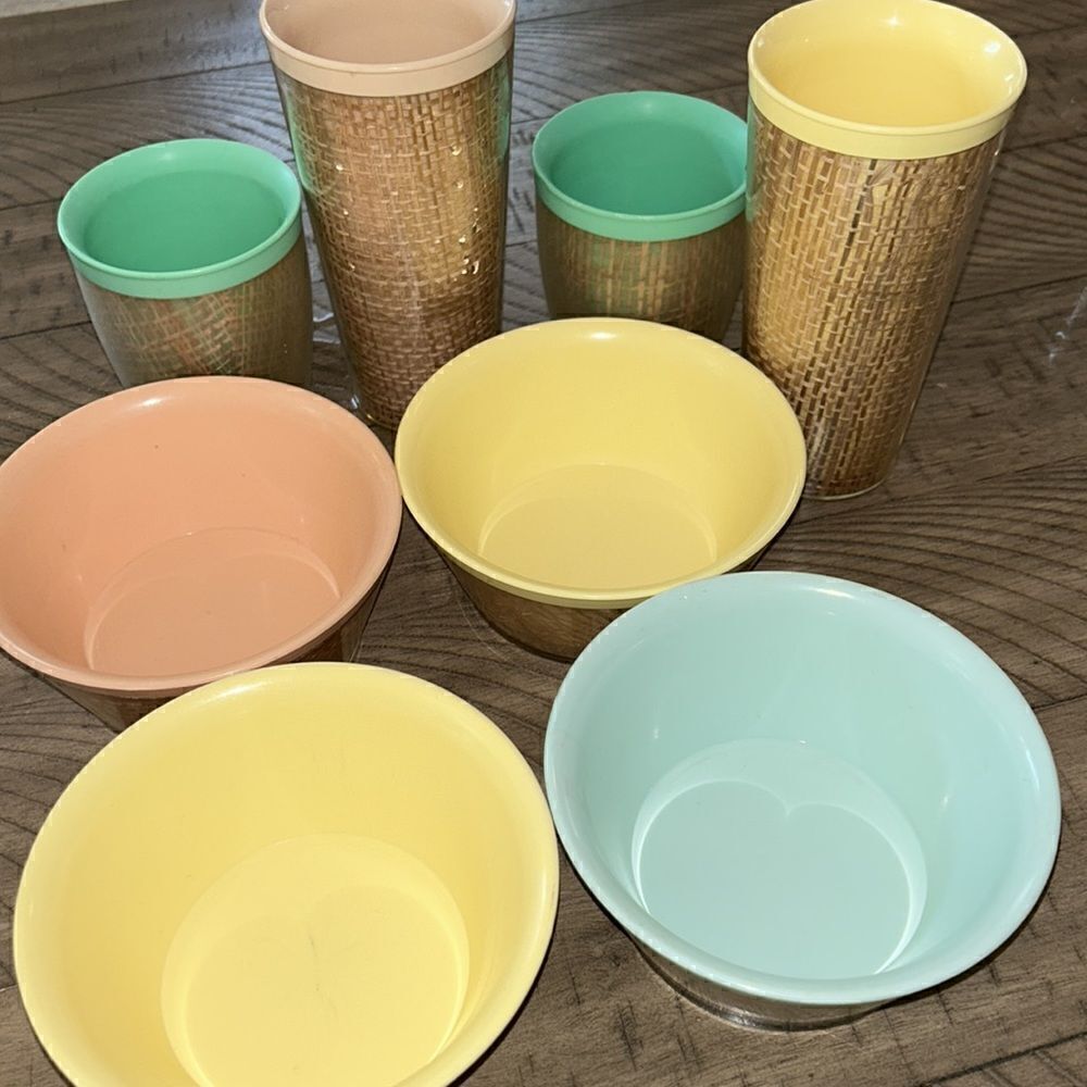 1970’s 🌸 Tropical 🌴 Raffia Breakfast Set. Fabulously Retro & Practical - Picture 13 of 16